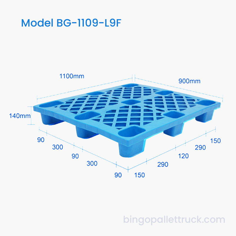 1100 × 900 مم لوح تحميل بلاستيكي متين خفيف الوزن بطول تسعة أقدام HDPE لمعالجة المواد