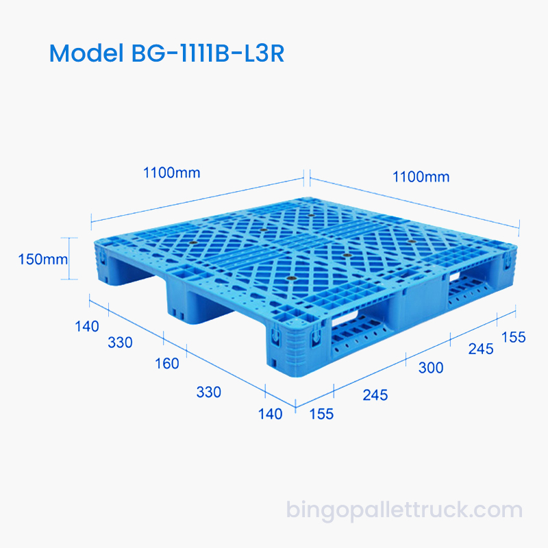 1100x1100mm لوح بلاستيكي 3 عداء مع تقوية الصلب للخدمات اللوجستية