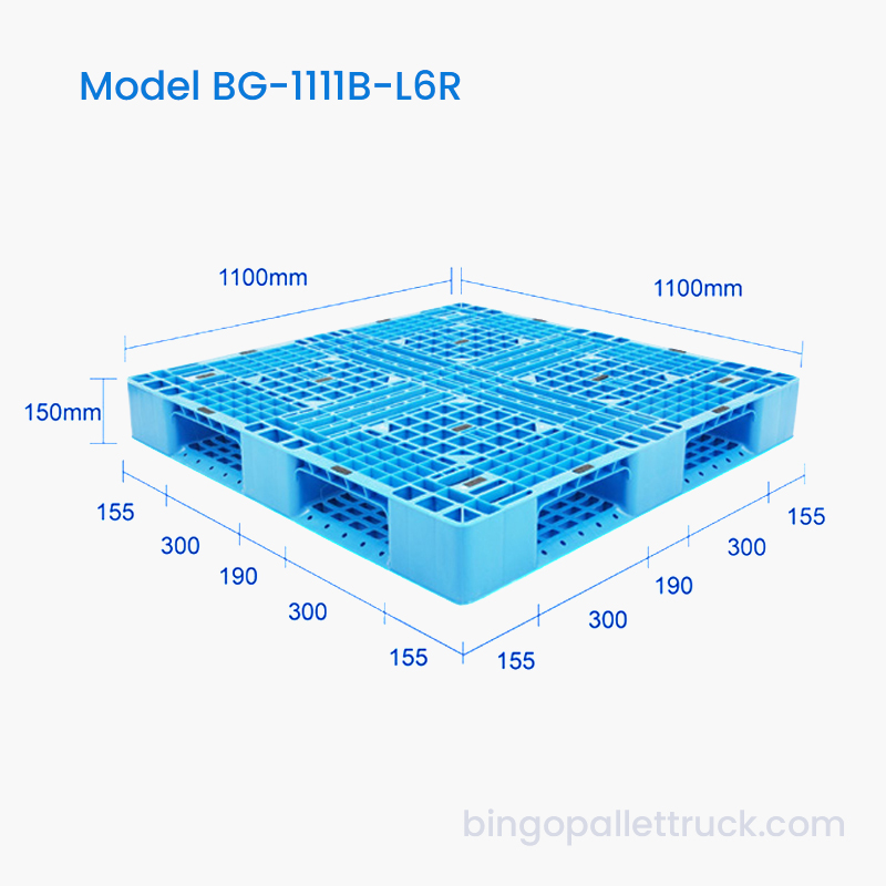 1100x1100mm منصة نقالة بلاستيكية ذات ستة عداء لاستخدام مستودع التخزين البارد