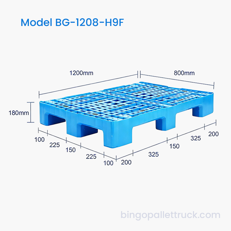 1200x800mm منصة نقالة بلاستيكية عالية التحمل ذات 9 أرجل HDPE للخدمات اللوجستية