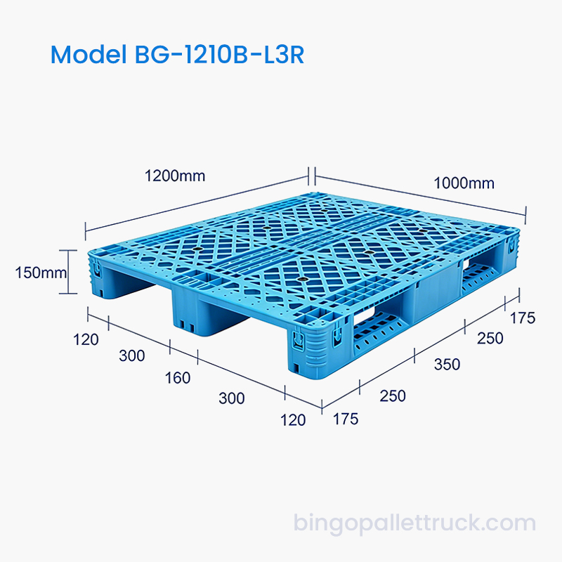 منصة نقالة بلاستيكية مقاس 1200 × 1000 مم مع تقوية الفولاذ للمستودع