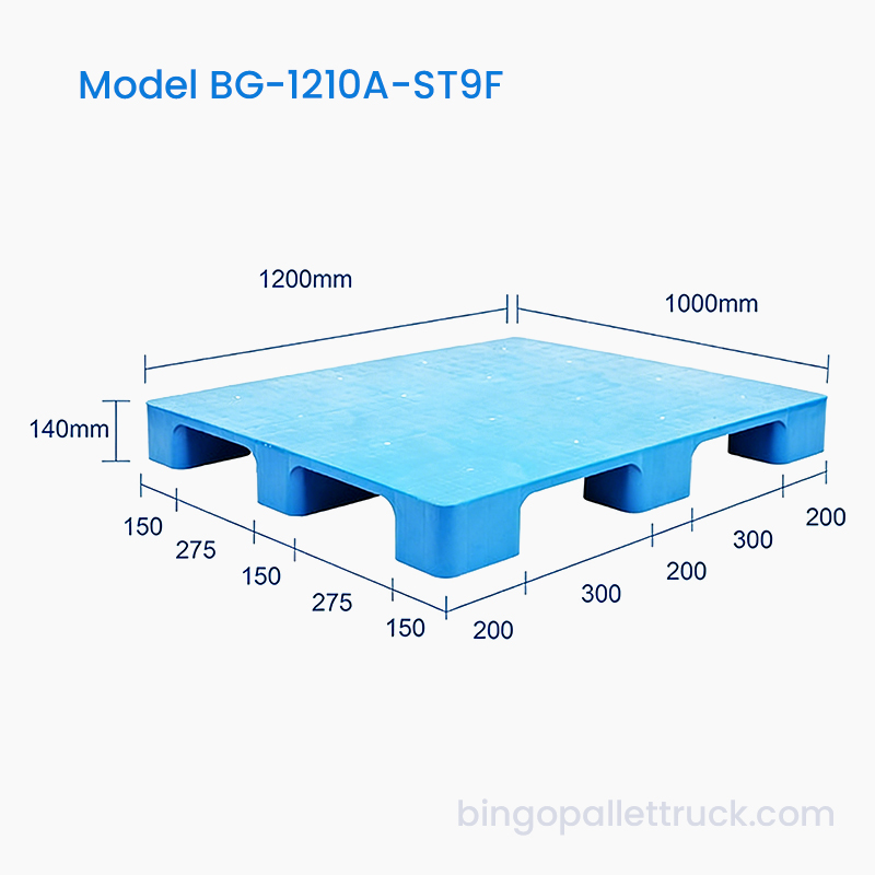 لوح تحميل بلاستيكي متين مقاس 1200x1000 مم ذو 9 أرجل للاستخدام المتكرر للشحن