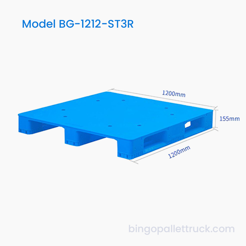 1200x1200mm منصة نقالة بلاستيكية صلبة ذات ثلاثة متسابقين للخدمات اللوجستية الثقيلة