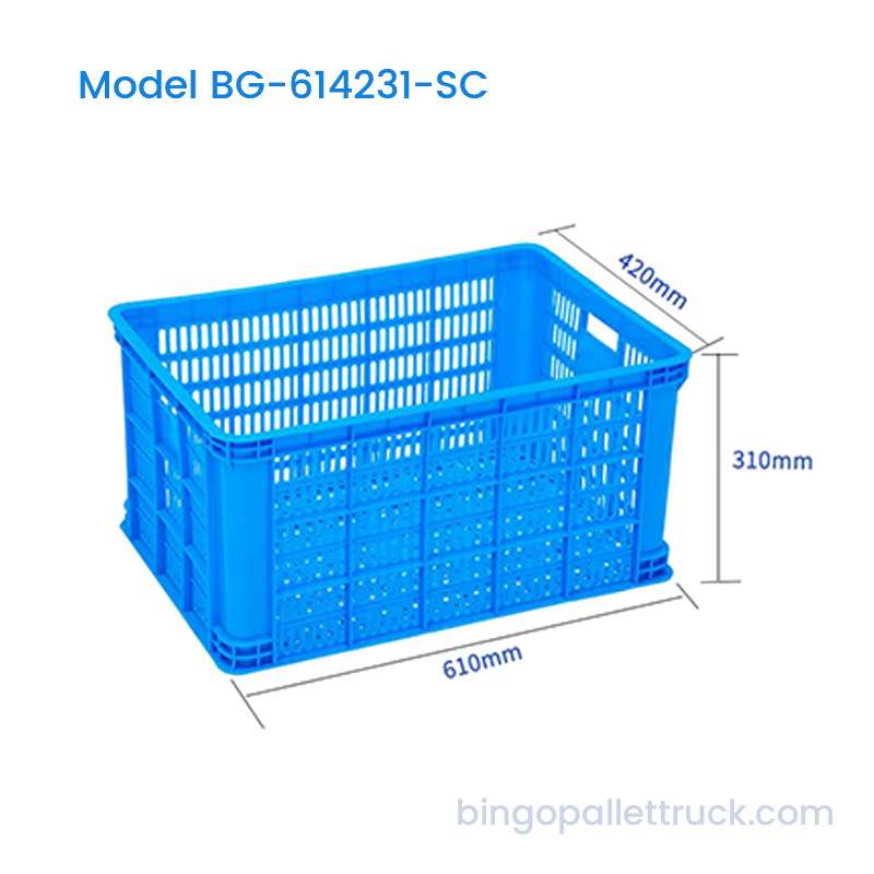 قفص بلاستيك قابل للتكديس سعة 67 لتر HDPE للفواكه والخضروات