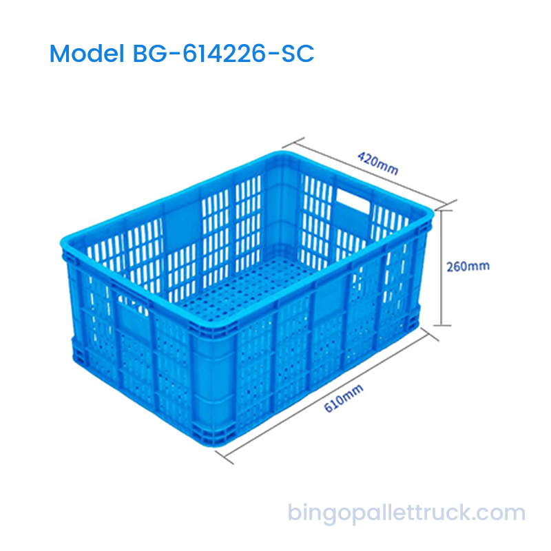 سلة HDPE قفص بلاستيكي قابل للتكديس سعة 56 لترًا لتوزيع منتجات سوق الجملة
